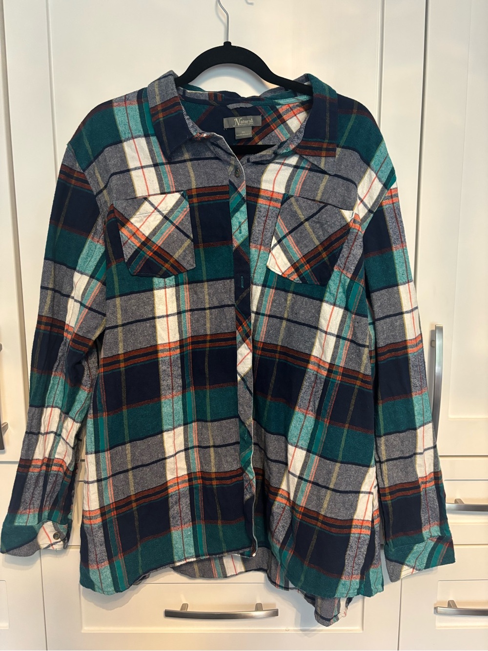 Natural Reflections Green Navy Plaid Button-Up Shirt